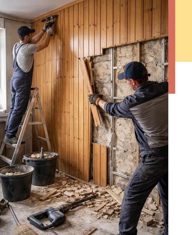 Демонтаж вагонки со стен в Медногорске от 1475 руб. — снятие, удаление, срочно | ОТДЕЛОЧНИК-Мдн