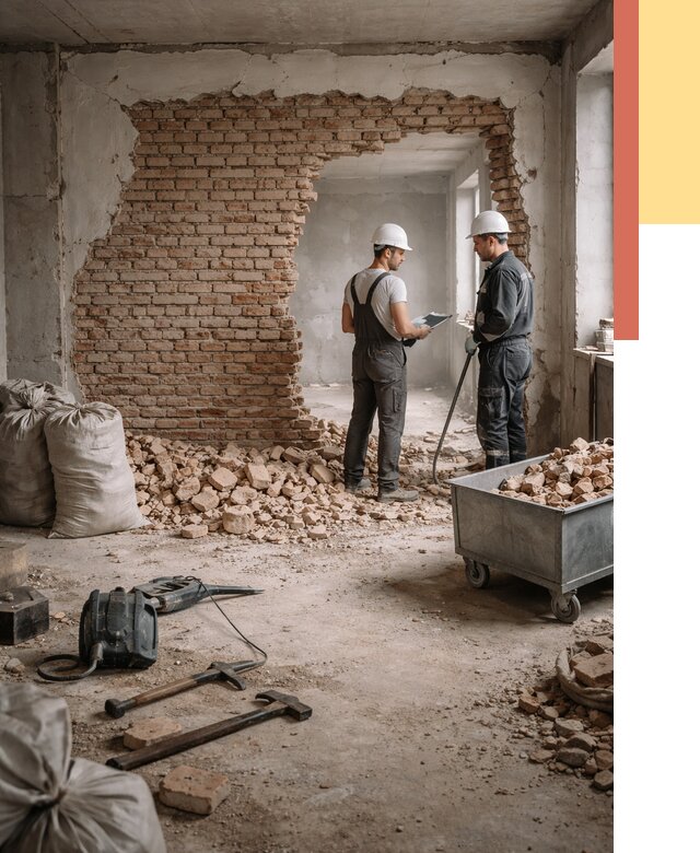 Демонтаж кирпичных стен в Медногорске от 4272 руб. — быстро, недорого, под ключ | ОТДЕЛОЧНИК-Мдн