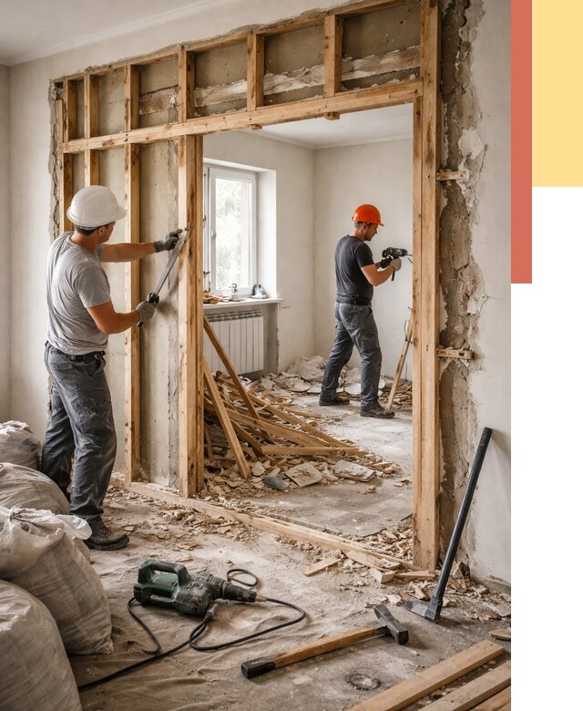 Демонтаж деревянных перегородок в Медногорске от 3255 руб. — быстро и недорого | ОТДЕЛОЧНИК-Мдн