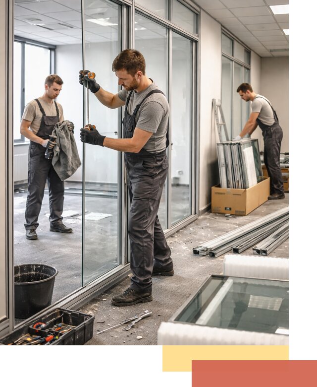 Демонтаж стеклянных перегородок в Медногорске быстро и безопасно