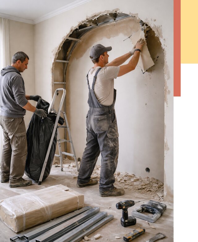 Демонтаж арки из гипсокартона в Медногорске от 3560 руб. — услуги под ключ | ОТДЕЛОЧНИК-Мдн