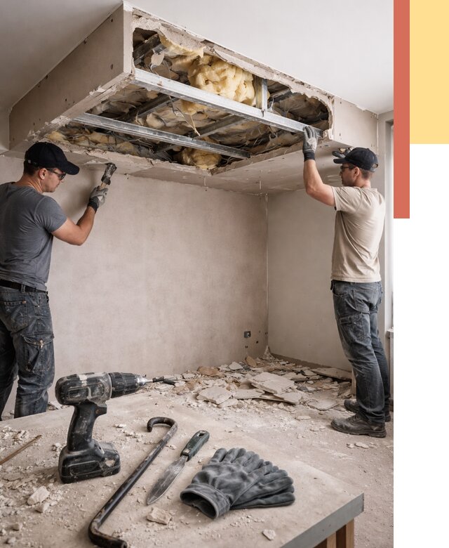 Демонтаж короба из гипсокартона в Медногорске от 1546 руб. — быстро и недорого | ОТДЕЛОЧНИК-Мдн