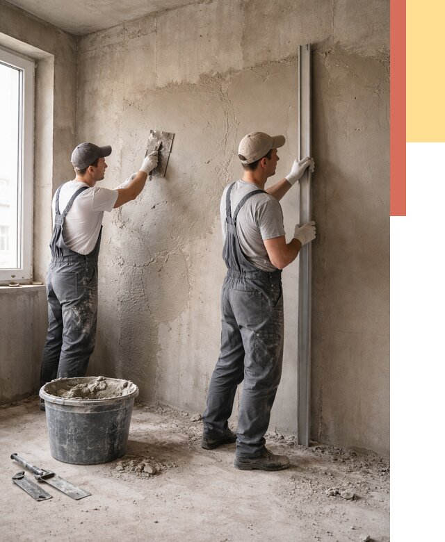 Штукатурка бетонных стен в Медногорске от 4577 руб/м² — качественно и быстро | ОТДЕЛОЧНИК-Мдн