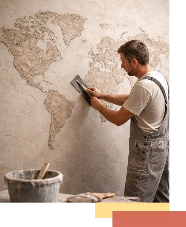 Декоративная штукатурка «Карта мира» под ключ в Медногорске