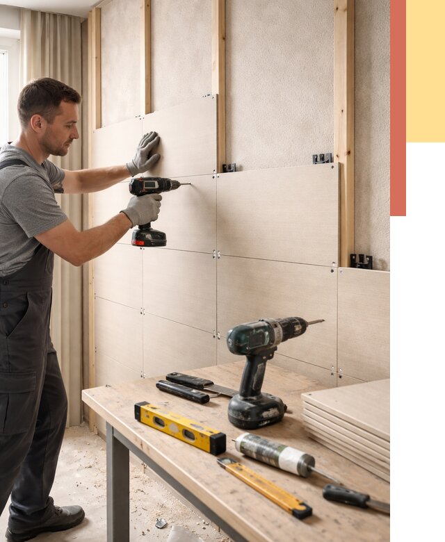 Монтаж МДФ панелей на стены в Медногорске от 1272 руб. под ключ | ОТДЕЛОЧНИК-Мдн