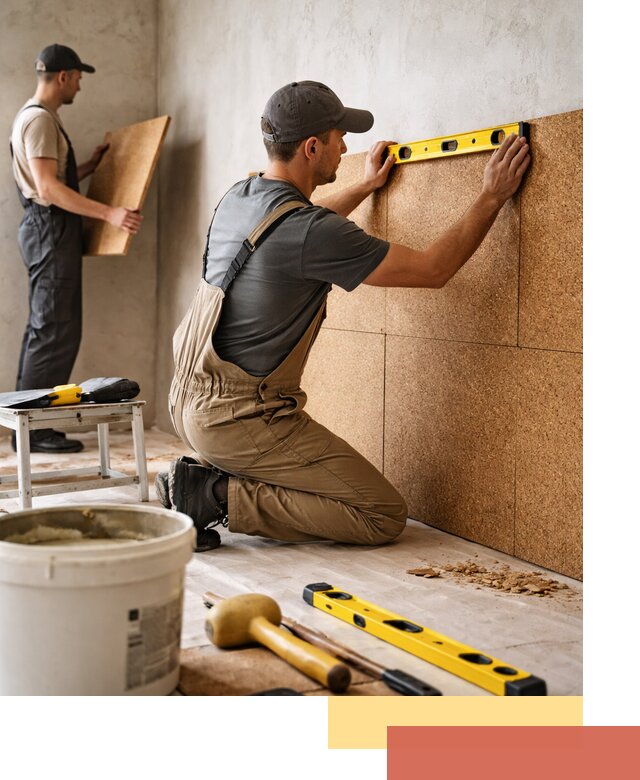 Монтаж пробковых панелей на стены в Медногорске быстро и качественно