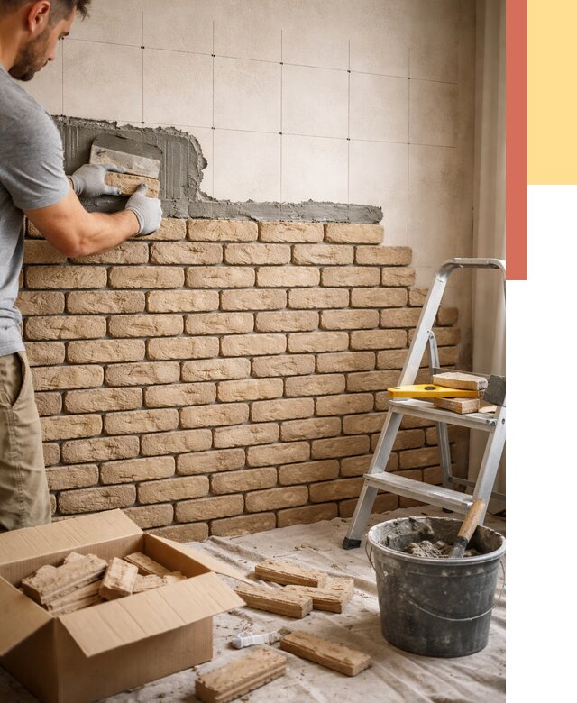 Монтаж декоративного кирпича в Медногорске от 3255 руб./м² — быстро и недорого | ОТДЕЛОЧНИК-Мдн