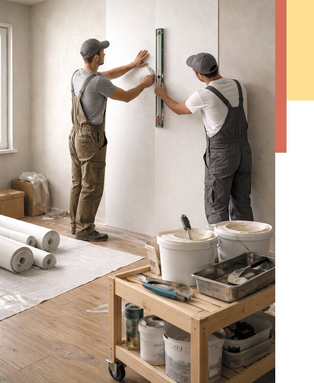 Поклейка стеклообоев в Медногорске от 6612 руб. за м2 — быстро и недорого | ОТДЕЛОЧНИК-Мдн