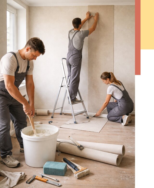 Оклейка стен обоями в Медногорске от 3560 руб/м2 — быстро и недорого | ОТДЕЛОЧНИК-Мдн