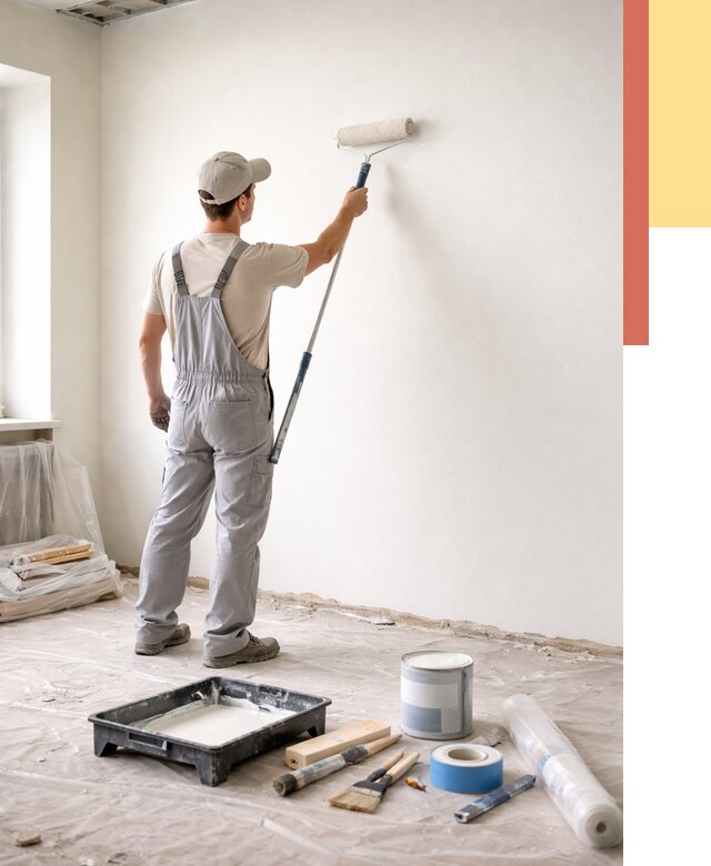 Покраска стен водоэмульсионной краской в Медногорске от 458 руб. за м² | ОТДЕЛОЧНИК-Мдн