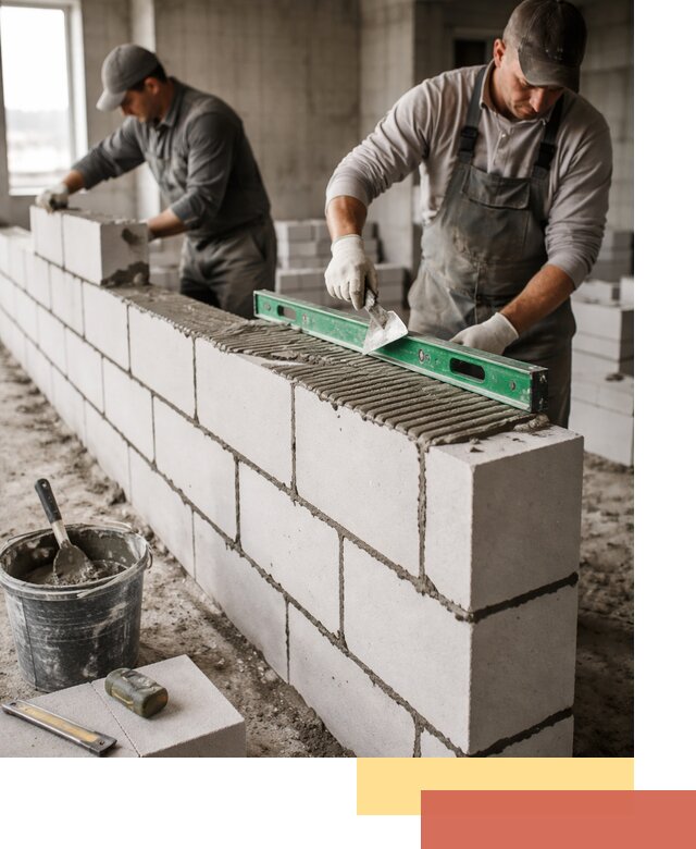 Кладка перегородок из газобетона в Медногорске быстро и качественно