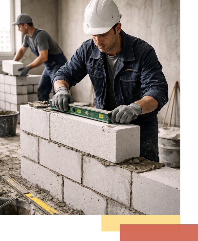 Кладка перегородок из пеноблока под ключ в Медногорске