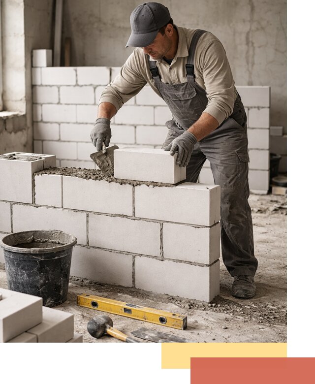 Кладка перегородок из силикатного блока в Медногорске