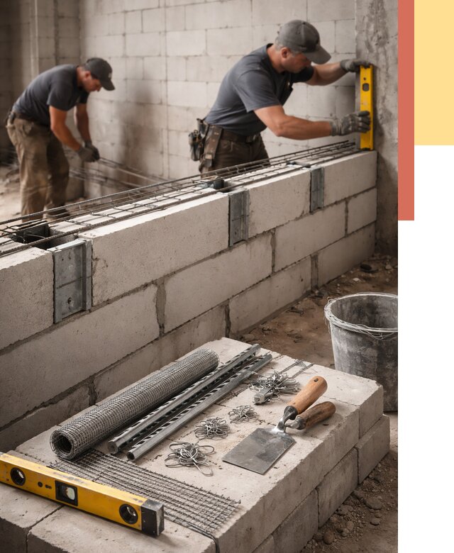Армирование кладки перегородок в Медногорске от 763 руб. под ключ | ОТДЕЛОЧНИК-Мдн