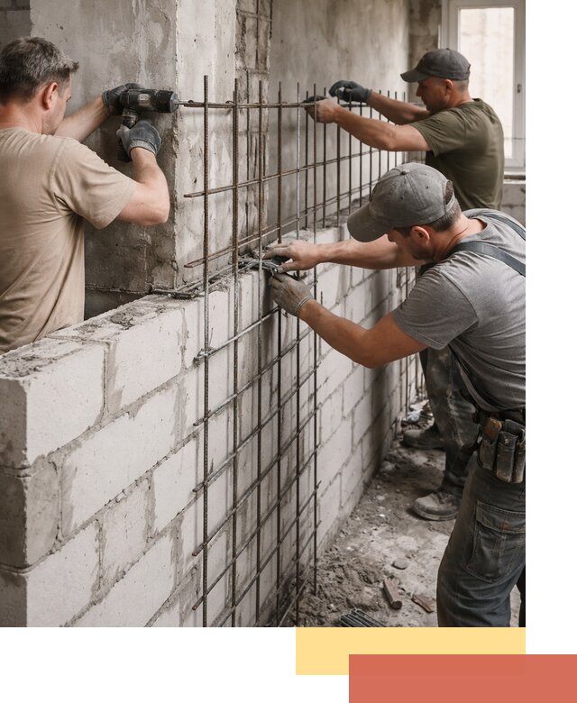 Армирование кладки перегородок в Медногорске профессионально и надёжно
