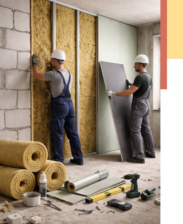 Шумоизоляция перегородок из блоков в Медногорске от 1882 руб./м² — быстро и недорого | ОТДЕЛОЧНИК-Мдн