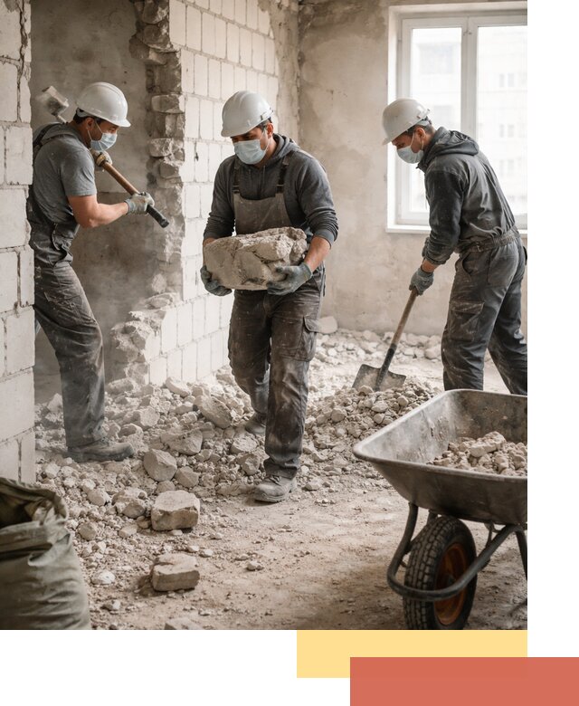 Демонтаж блочных перегородок в Медногорске быстро и аккуратно