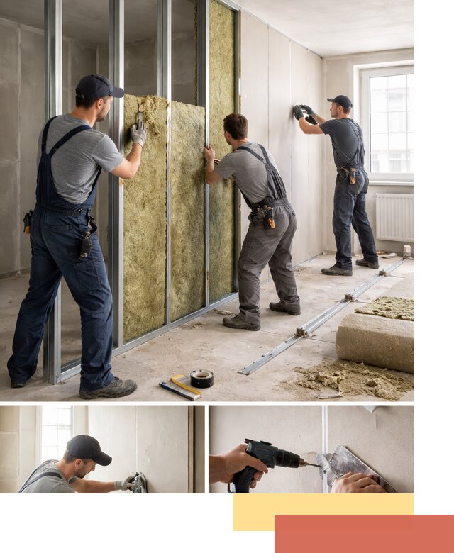 Перегородка из гипсокартона с шумоизоляцией в Медногорске — монтаж под ключ