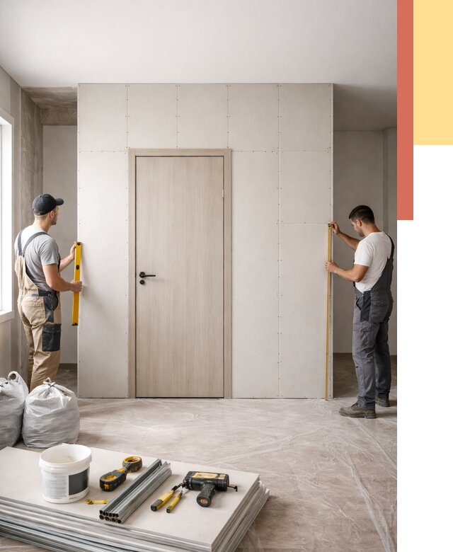 Перегородка из гипсокартона с дверью в Медногорске от 4577 руб. под ключ | ОТДЕЛОЧНИК-Мдн