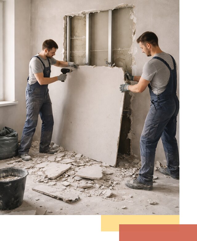 Демонтаж перегородки из гипсокартона в Медногорске быстрый и аккуратный