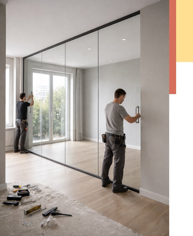 Изготовление стеклянных перегородок в Медногорске от 12562 руб. под ключ | ОТДЕЛОЧНИК-Мдн