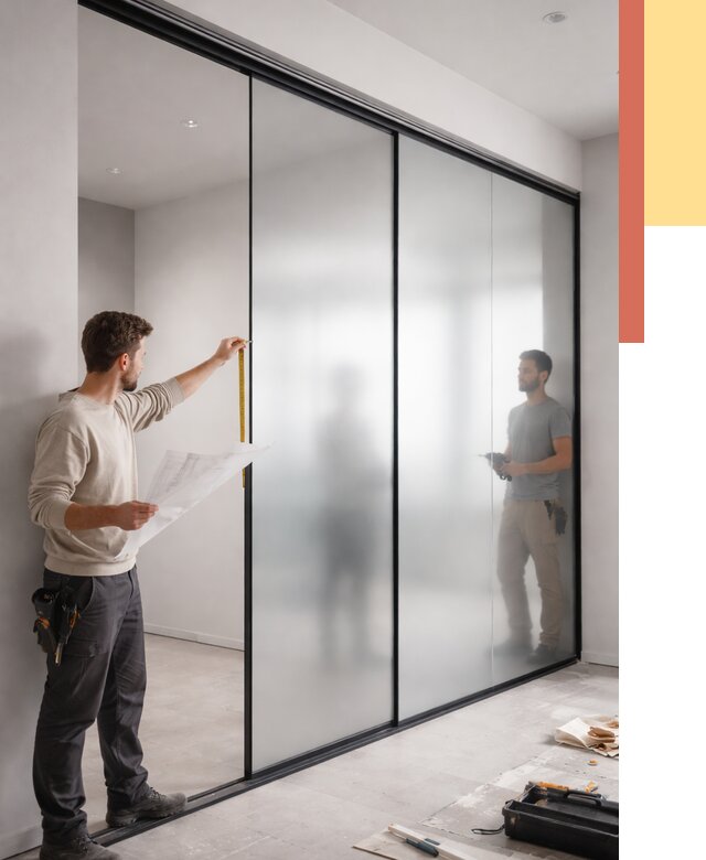 Матовые стеклянные перегородки в Медногорске от 8646 руб. — монтаж и установка | ОТДЕЛОЧНИК-Мдн