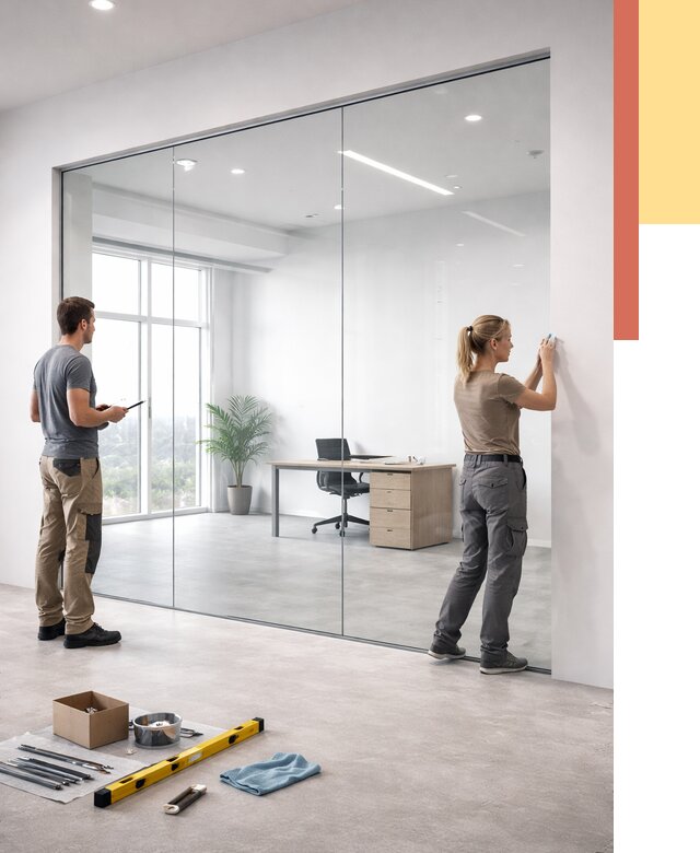 Перегородки из закаленного стекла в Медногорске от 9663 руб. под ключ | ОТДЕЛОЧНИК-Мдн