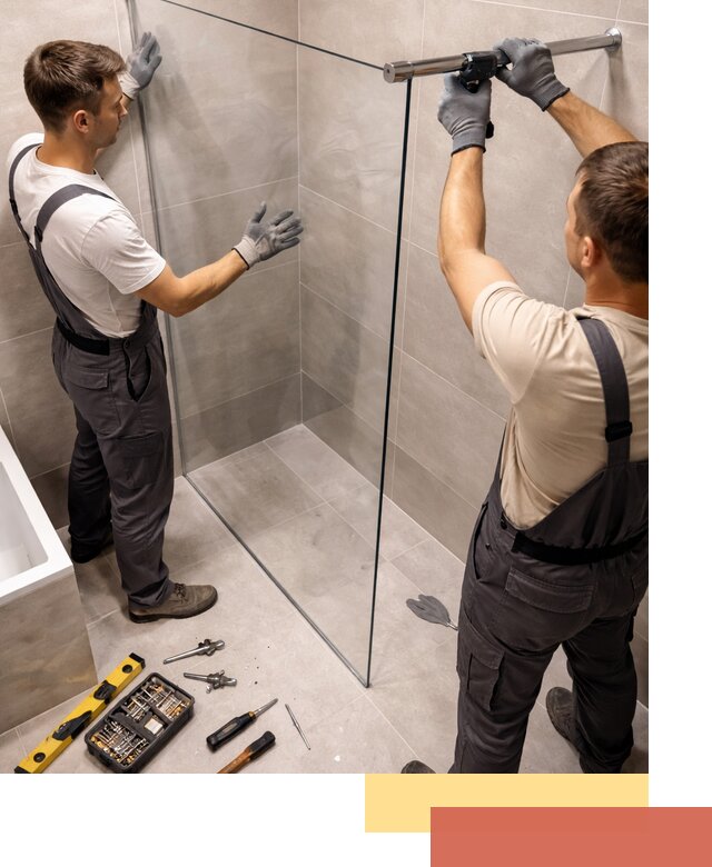 Стеклянные перегородки для душа в Медногорске — изготовление и монтаж