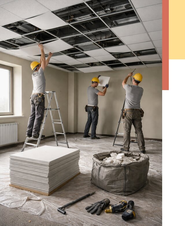 Демонтаж потолка Армстронг в Медногорске от 4577 руб. быстро и недорого | ОТДЕЛОЧНИК-Мдн