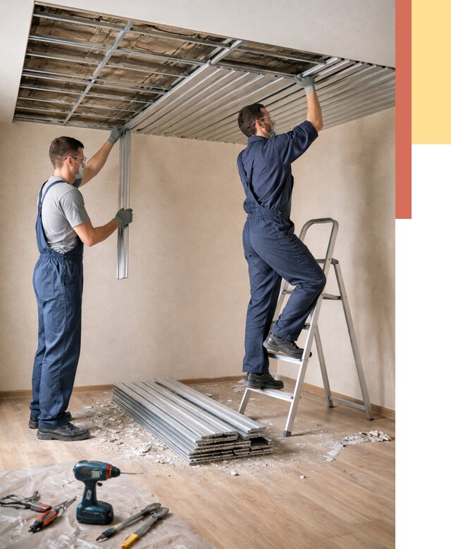 Демонтаж реечного потолка в Медногорске от 4577 руб. быстро и недорого | ОТДЕЛОЧНИК-Мдн