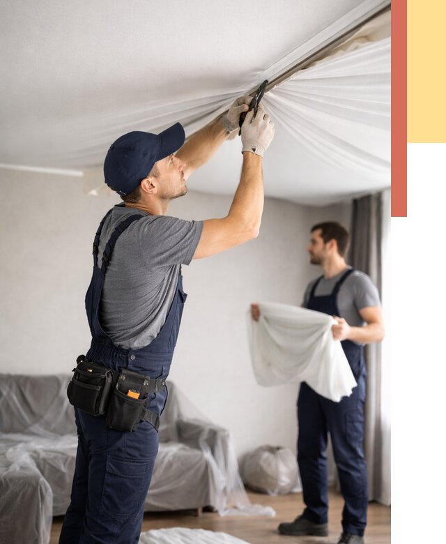 Демонтаж натяжного потолка в Медногорске от 4577 руб. — снятие и разбор под ключ | ОТДЕЛОЧНИК-Мдн