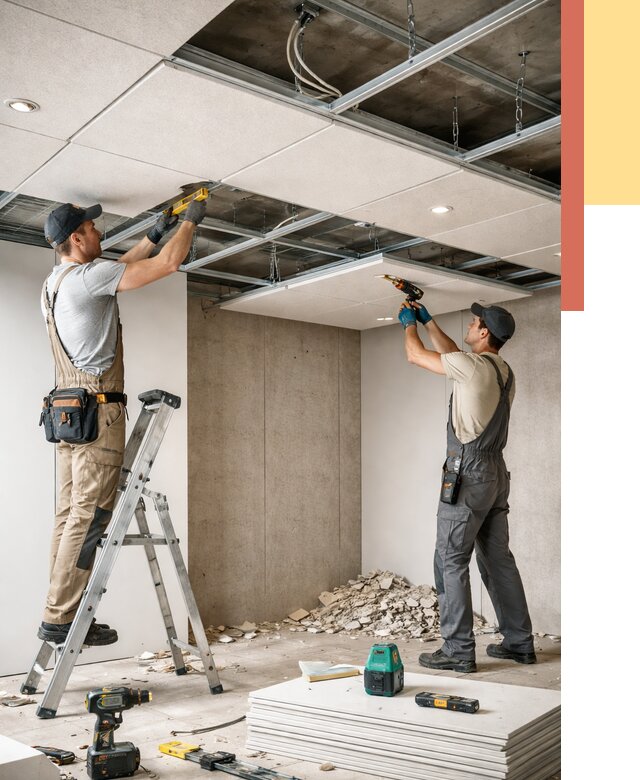 Монтаж акустического потолка в Медногорске от 6612 руб/м2 — быстро и недорого | ОТДЕЛОЧНИК-Мдн