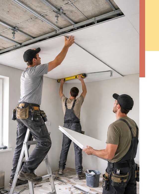 Монтаж потолка из ПВХ панелей в Медногорске от 3560 руб./м2 — быстро и недорого | ОТДЕЛОЧНИК-Мдн