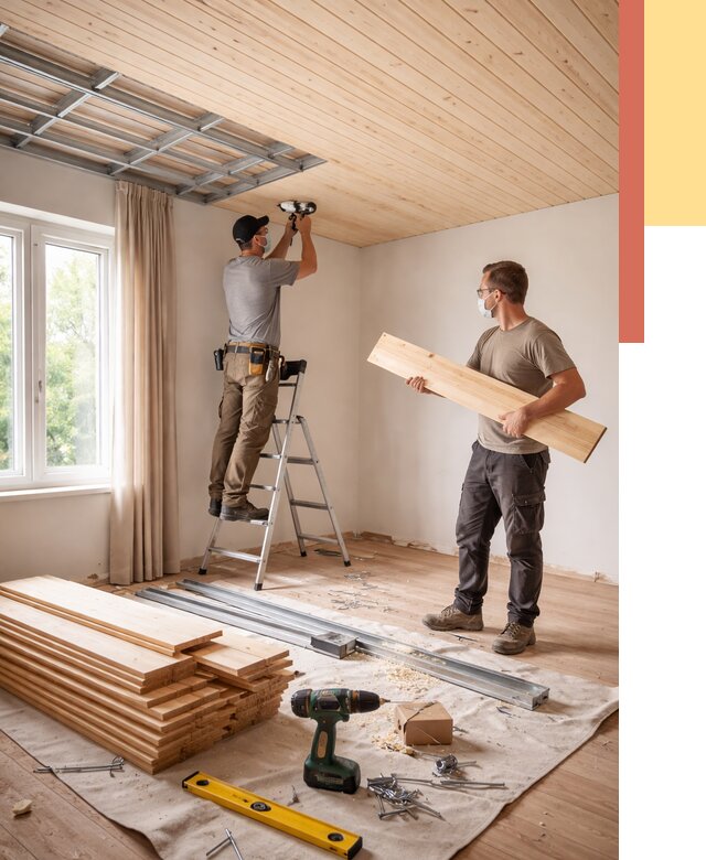 Монтаж потолка из вагонки в Медногорске от 6612 руб. | Быстро и недорого — ОТДЕЛОЧНИК-Мдн