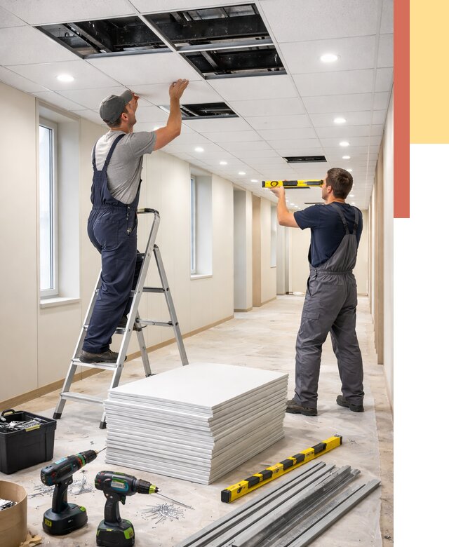 Ремонт потолка Армстронг в Медногорске от 4577 руб. — быстро и недорого | ОТДЕЛОЧНИК-Мдн