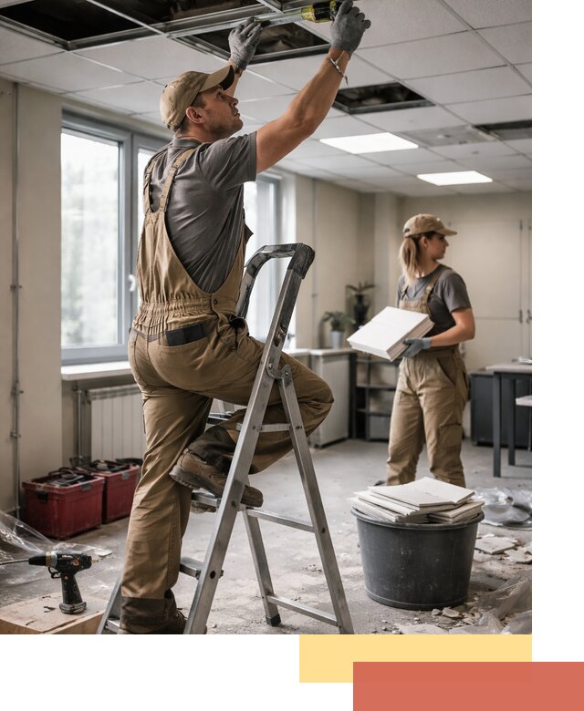 Ремонт потолка Армстронг и замена плит в Медногорске