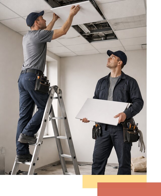 Обслуживание подвесного потолка в Медногорске — ремонт и чистка