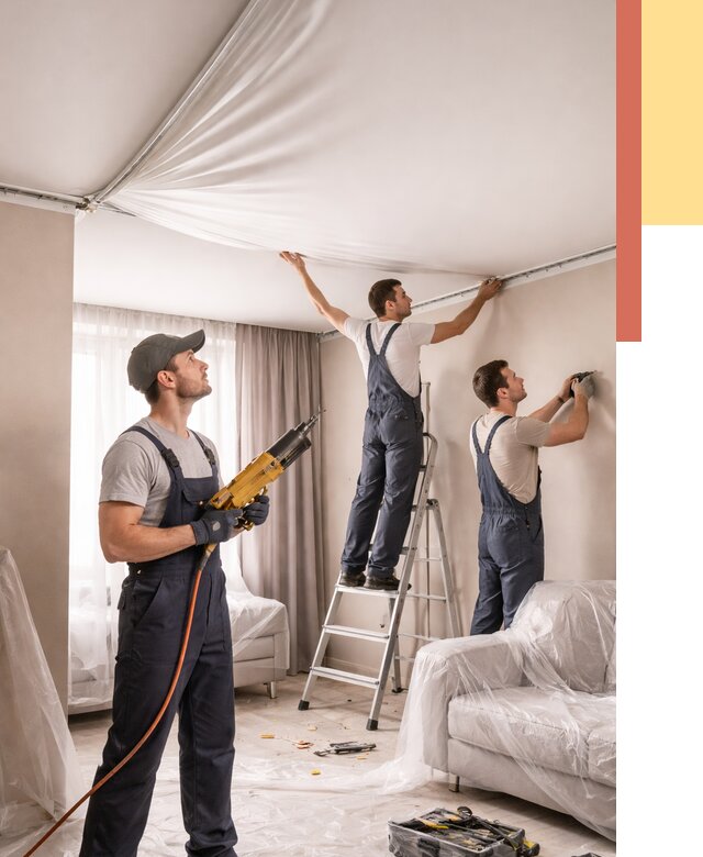 Установка натяжного потолка в Медногорске от 4577 руб. | Быстро и недорого — ОТДЕЛОЧНИК-Мдн