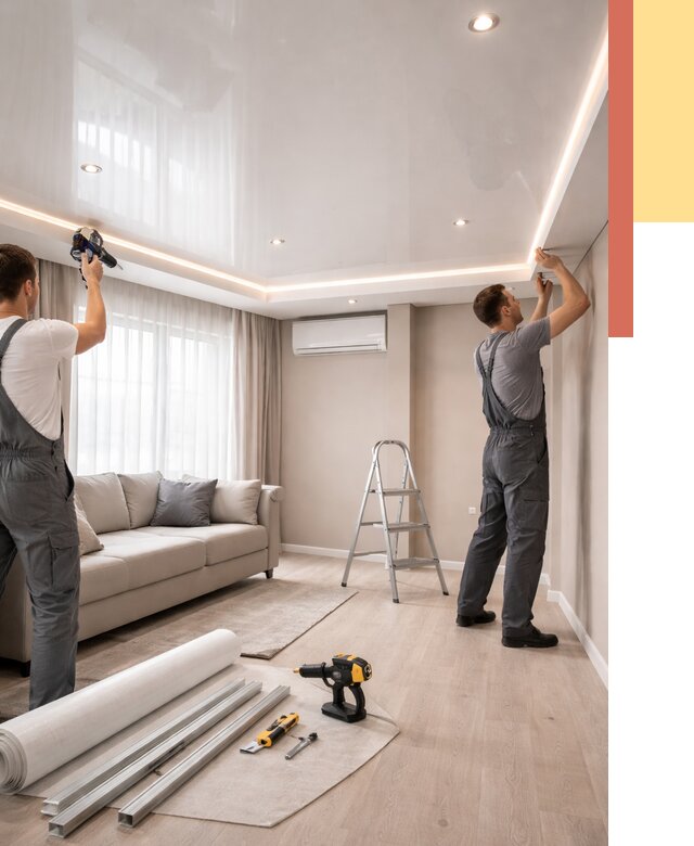 Монтаж глянцевого натяжного потолка в Медногорске от 763 руб. под ключ | ОТДЕЛОЧНИК-Мдн