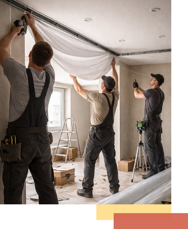 Монтаж парящего натяжного потолка под ключ в Медногорске