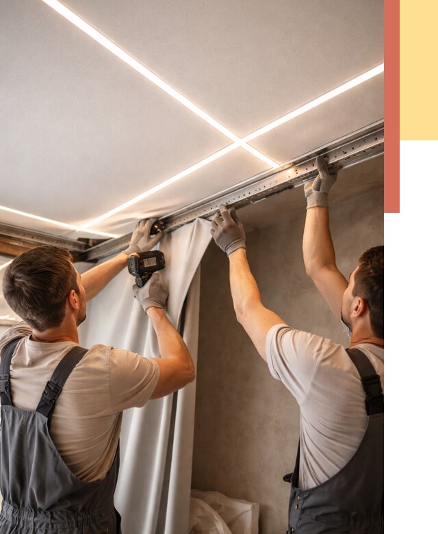 Монтаж натяжного потолка со световыми линиями в Медногорске от 1221 руб. | ОТДЕЛОЧНИК-Мдн