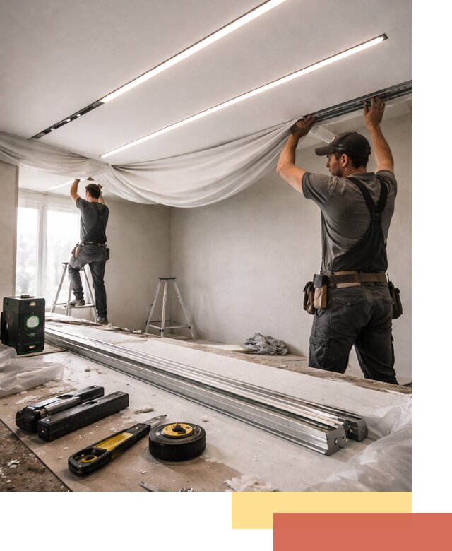 Монтаж натяжных потолков со световыми линиями в Медногорске