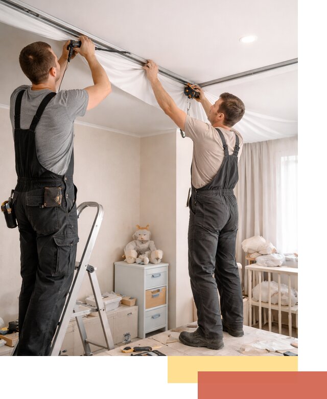 Монтаж натяжного потолка в детской комнате в Медногорске