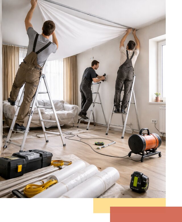 Монтаж натяжного потолка в гостиной в Медногорске