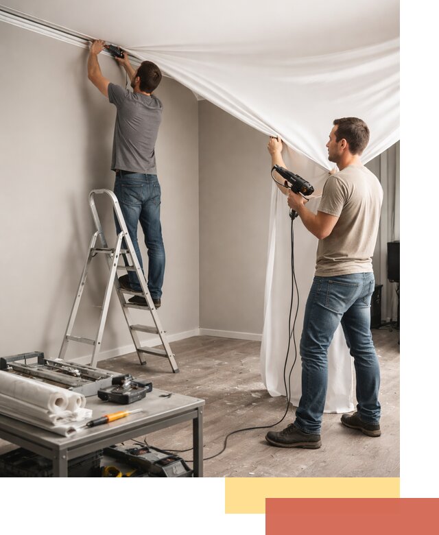 Монтаж натяжного потолка в студии в Медногорске