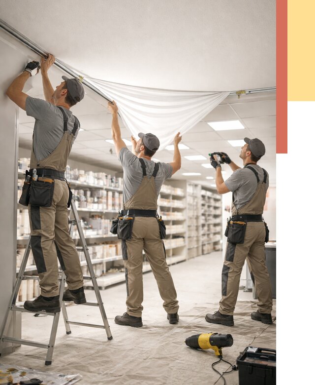 Монтаж натяжного потолка в магазине в Медногорске от 4577 руб. быстро и недорого | ОТДЕЛОЧНИК-Мдн