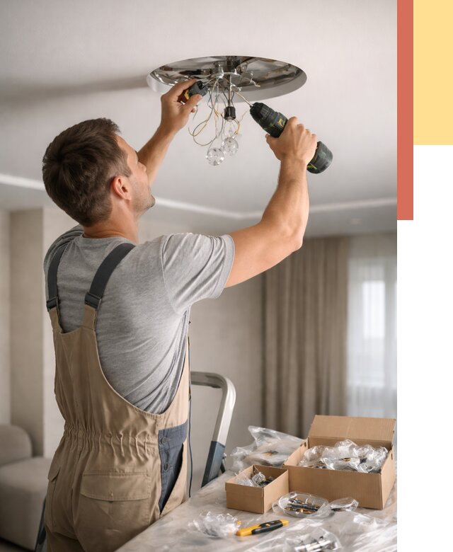 Установка люстры в натяжной потолок в Медногорске от 1221 руб. | Быстро и недорого — ОТДЕЛОЧНИК-Мдн