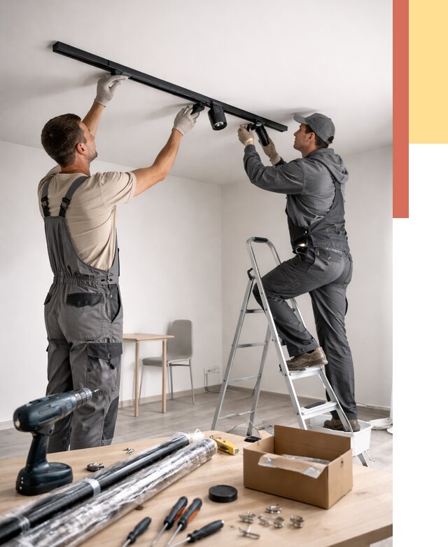 Установка трековых светильников в натяжной потолок в Медногорске от 4272 руб. | ОТДЕЛОЧНИК-Мдн