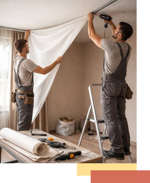 Замена полотна натяжного потолка в Медногорске быстро и качественно