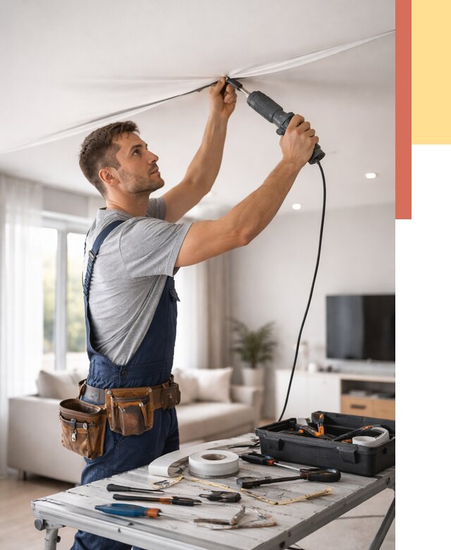 Ремонт натяжных потолков в Медногорске от 9663 руб. под ключ — ОТДЕЛОЧНИК-Мдн